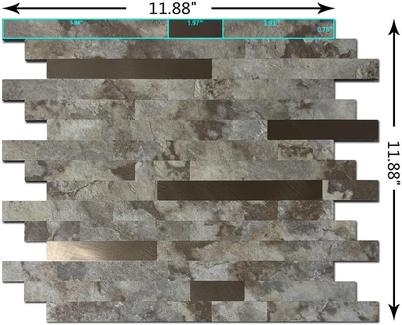 weimeisc 10 Sheets Peel and Stick Backsplash Tile for Kitchen, Self-Adhesive Mosaic Tile, Stick on Bathroom Vanities，Fireplace Décor, Laundry Table(11.88" X 11.88") (Coffee+Bronze) - Image 2